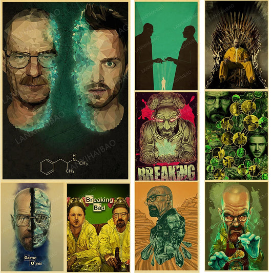 Janpnese Anime Breaking Bad Poster Kraft Paper Impresiones Bar Kraft Caricatura Pegatinas de pared Decoración Chambre