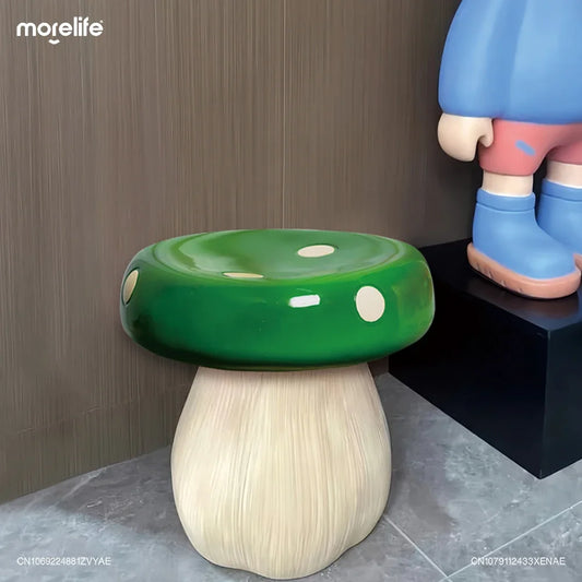 Creative Shoe Changing Stool Fun Circular Mushroom Stools Living Room Sofa Stool Mobile Space Saving Small Footstool Furniture