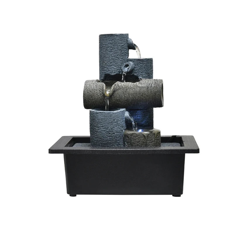 Fuente de mesa eléctrica interior con luces LED - diseño decorativo de rocas escalonadas y cascada - sonido de agua tranquilo y relajante