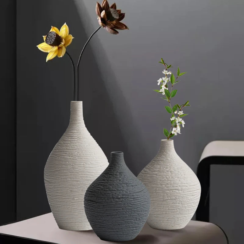Decoração simples de vaso de cerâmica para casa Luxo Nórdico Luxo Estreito Pot de Flora da Flora da sala de estar Interior Escritório Decoração de decoração Presente