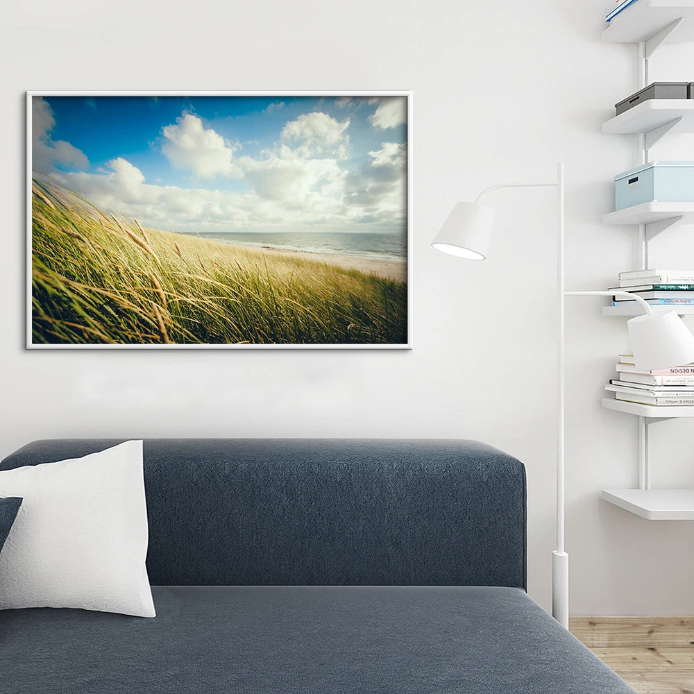 Strand natuur landschap foto canvas print muur kunst poster zon zee planten ontspannen foto voor woonkamer huis huisdecor cuadros