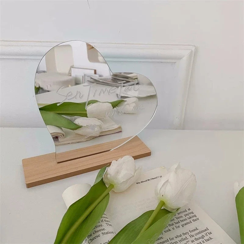 Ins Irregular Acrylic Decorative Nordic Style Makeup with Wooden Base Girls Cosmetic Home Decoration