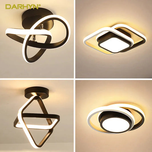 Pequena moderna luz de teto LED 2 anéis de design criativo lâmpada de teto luminagem interna utensílios de luminária de corredor varanda