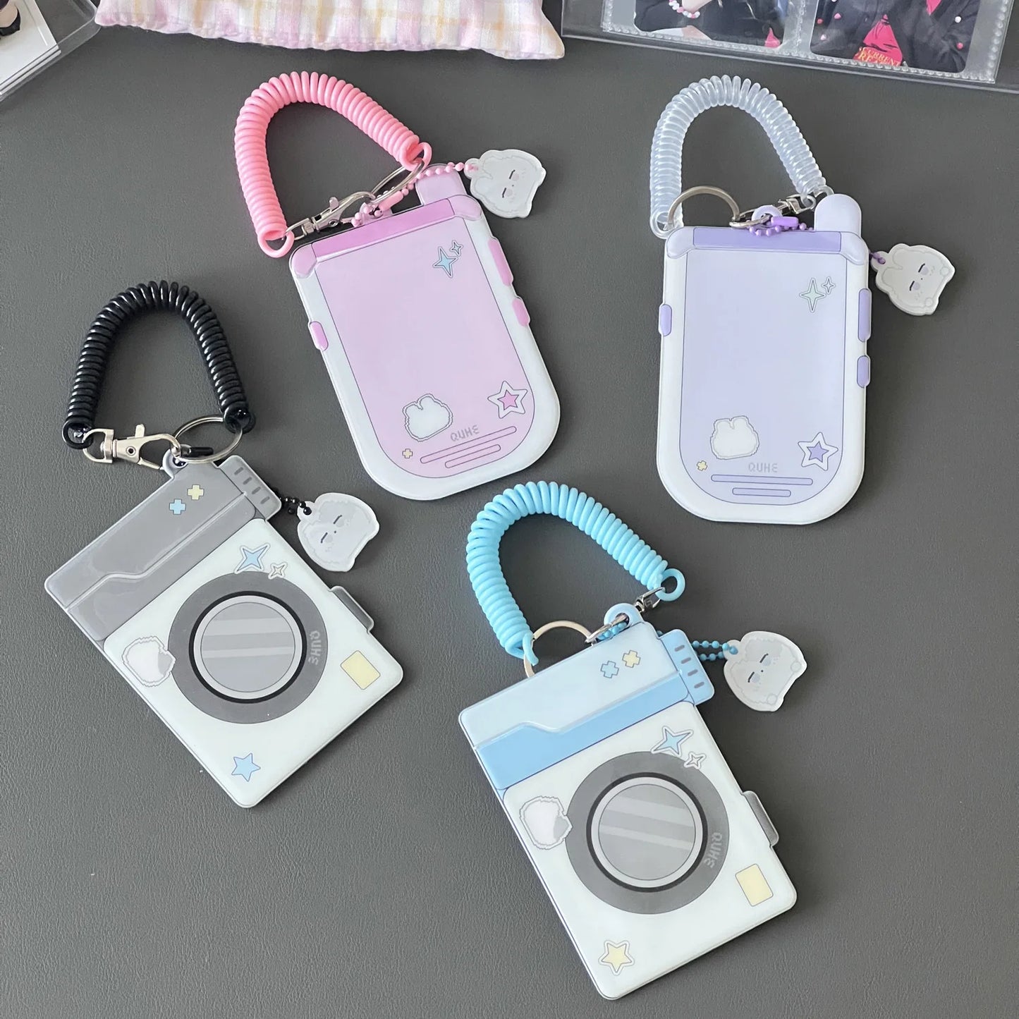 Minkys Kawaii 3 pouces Mobile Shape Kpop Photocard Holder Photo Carte Holder Sac Pendentif scolaire Papeterie