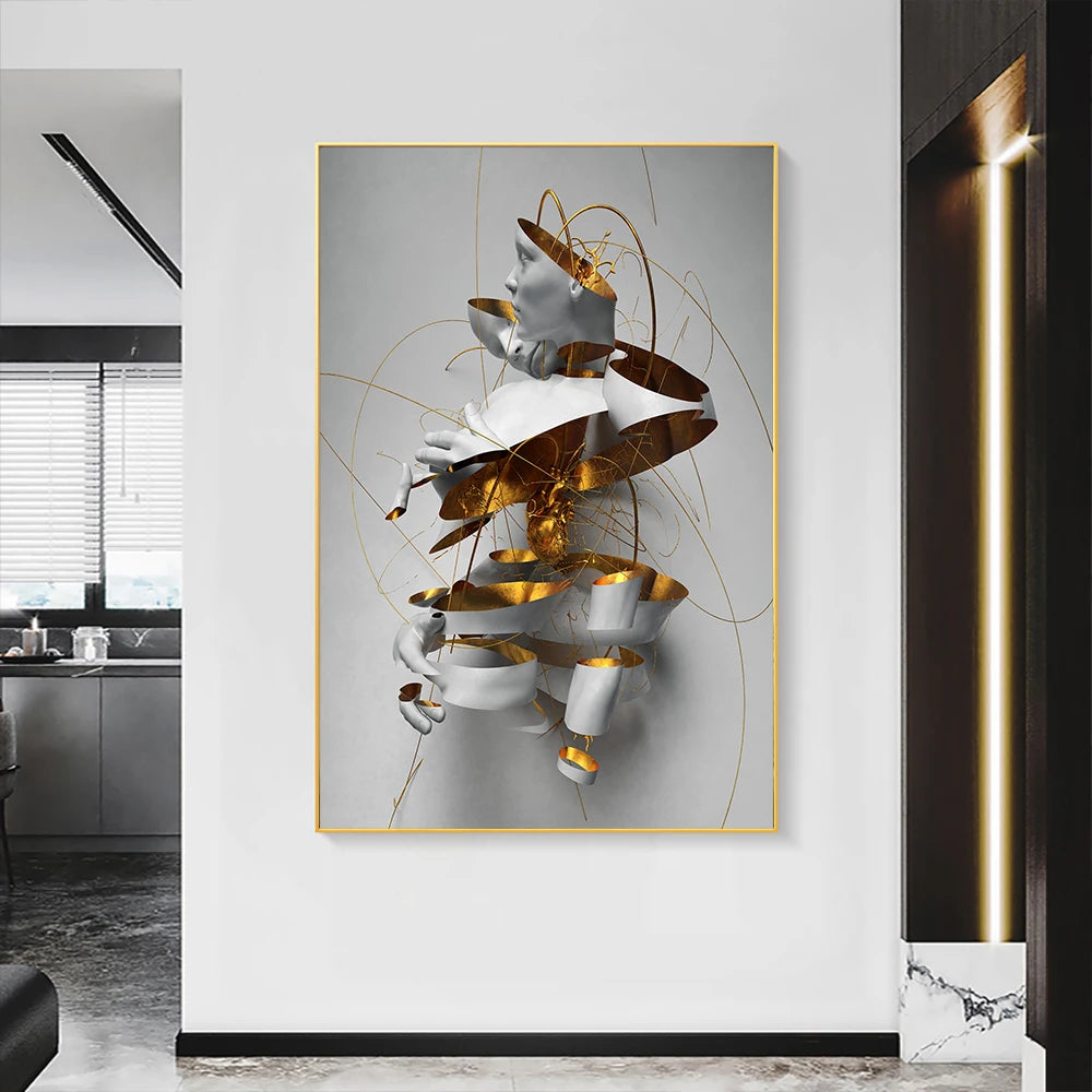 Statue astratta moderna Wall art 3d Vision tela dipinto di surrealismo nordico poster art sculture stampati per decorazioni per la casa