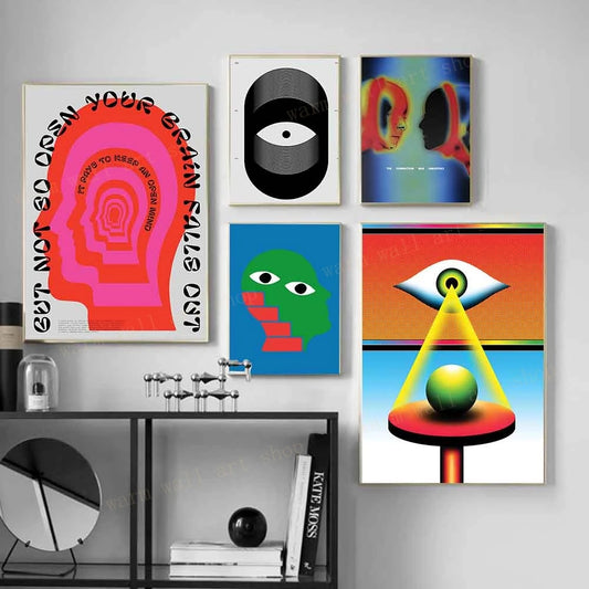 Allemaal zien oog psychedelisch surrealistisch landschap kwaad oog spirituele poster derde oog chakra abstracte vrouwelijke muur kunst canvas schilderij