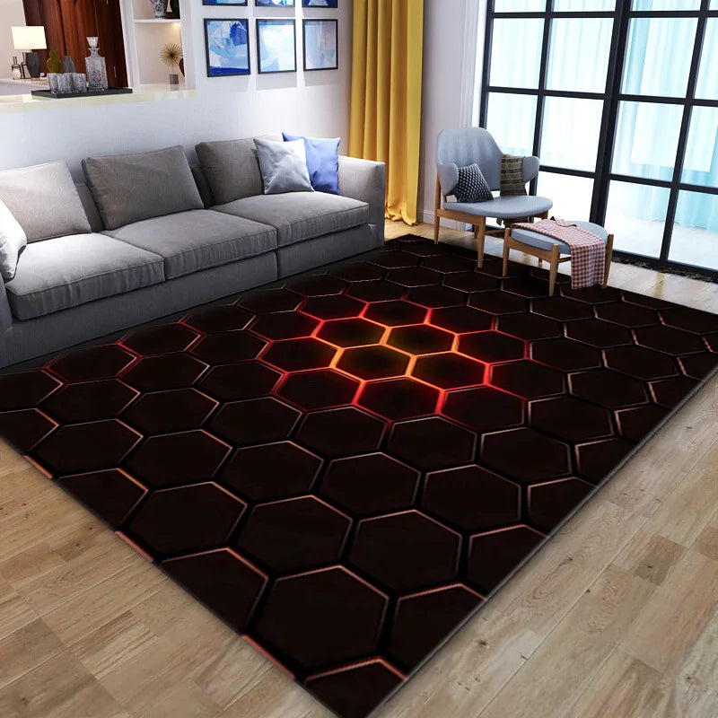 3D Optical Illusion Living Room Carpet Bedroom Living Room Anti-slip Floor Rug Soft Hallway Kitchen Floor Mats Home Decoration