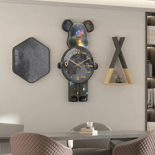 Relógios de parede de Bearbrick criativos Relógio de parede de urso criativo Relógio de parede Bearbrick CLOCK de parede sala de estar de luxo Decoração Presentes de aniversário