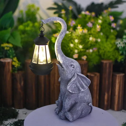 Lâmpada solar de elefante ao ar livre, impermeável, artesanato de resina sólida, decoração de jardim, decoração doméstica