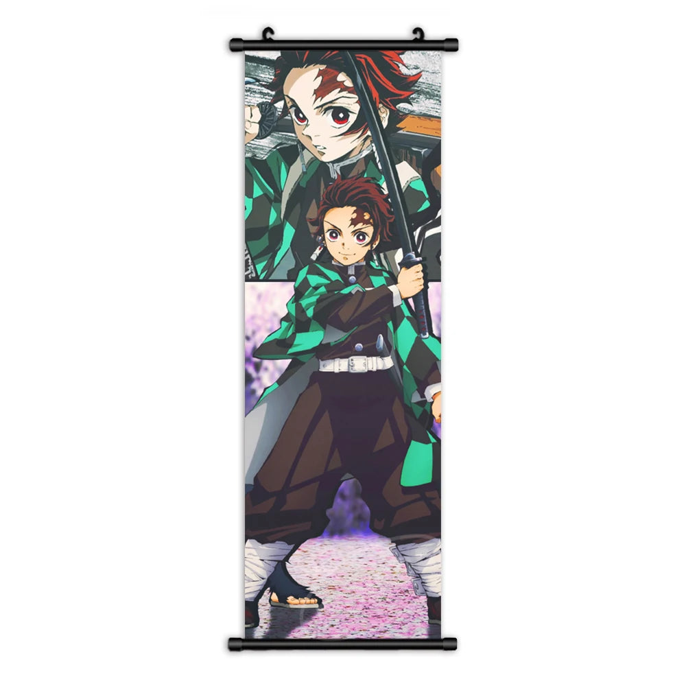 Arte de pared de anime Kimetsu no Yaiba Canvas Fotografías de pintura moderna Coster Demon Slayer de plástico Decoración del hogar colgante