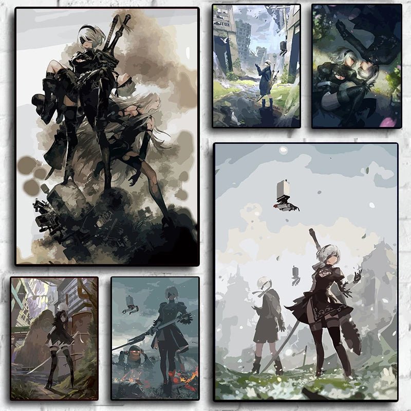 Nier Japanese Anime Posters Automata Wall Art Comic Game Canvas Painting Home Living Room Bedroom Decoration Aesthetic Fans Gift