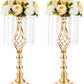 2 Pcs 19.3 inches Gold Centerpieces Table Tall Crystal Flower Stand Wedding Road Lead Tall Flower Holders Centerpiece Crystal