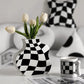 Schwarz -Weiß -Keramik -Vase -Dekoration Checkerboard hoher Sinn getrocknete Blume Vase Wohnzimmer Blume Arrangement Home Dekoration