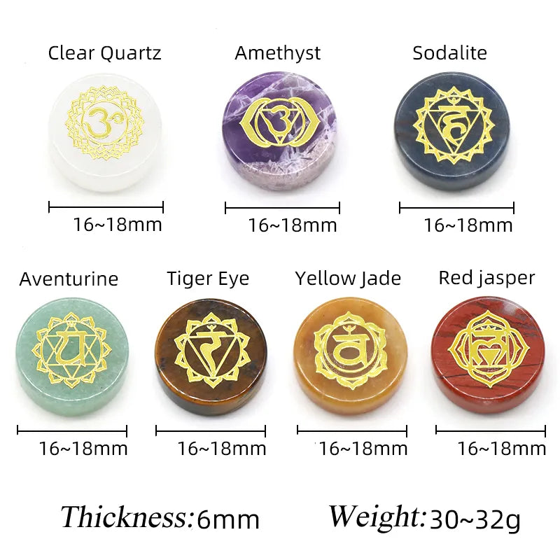 7pcs sieben Chakras Natural Crystal Amethyst Sodalit klarer Quarzheilung Rune Spirit Reiki Energy Stone Yoga Aura