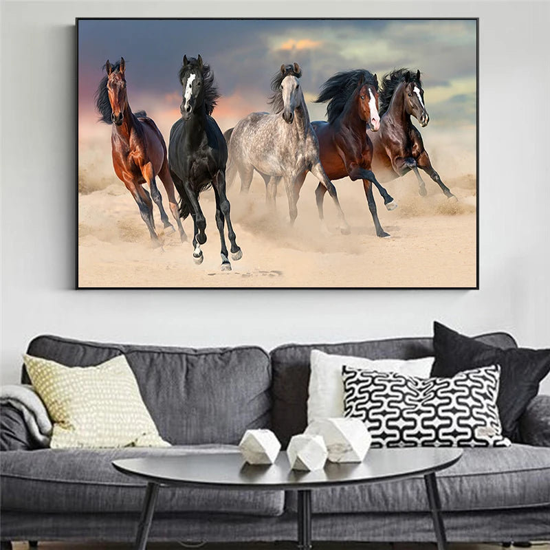 Animal Steed Canvas Painting Wall Art Posters en Prints Wild Horse Running Picture Cuadros Home Decoration Room Modern Decor