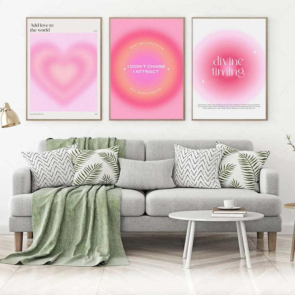 Número da moda rosa do anjo Energia Aura Spiritual Quotes Yoga Poster Canvas Pintura Arte da parede Pictures Home Room Decor Presente Presente