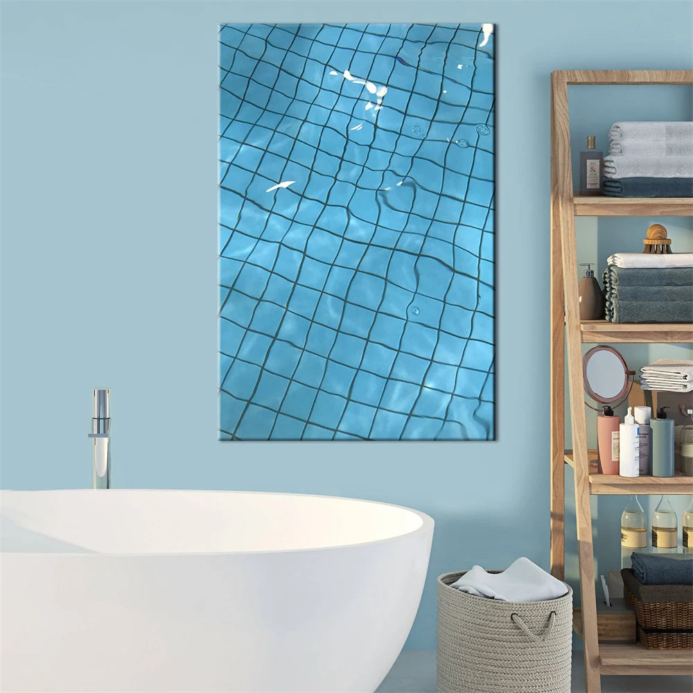 Modern Fashion Blue Pool Poster Canvas de lona estampada Relajante Arte de pared Fotos descomprimidas para la sala de estar Decoración del hogar Cuadros