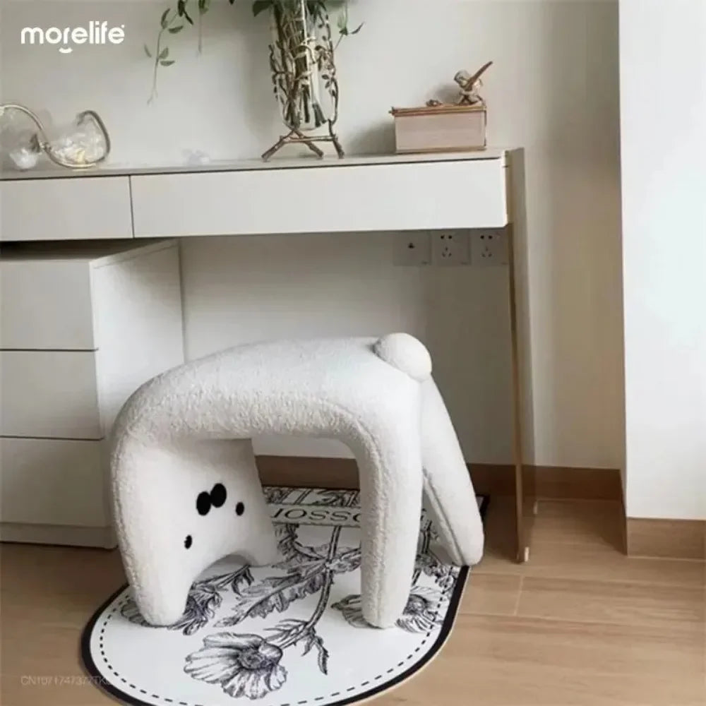 Small Cat Stool Porch Cloakroom Chair Entry Door Light Luxury Cashmere Lamb Fabric Home Entry-home Change Shoe Bench Furniture