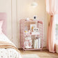 Metal Side Table,Cute Pink Nightstand,3 Tier End Table with Storage,Vintage Bedside Table,Girls Bedroom Furniture