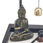 Desktop Zen Sand Garden Meditating Buddha estátua, mini kit de bandeja de areia do jardim zen para decoração de escritório em casa
