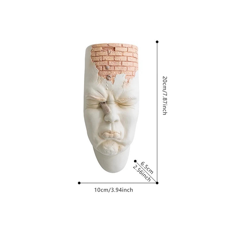 Nordische abstrakte menschliche Gesichtswand Vase Horror menschliche Gesichtswand Hängende Blumenpot menschliche Porträt -Wand Pflanzer Heimdekoration langlebig