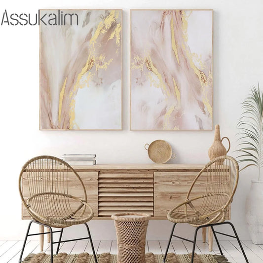 Abstract Posters Golden Marbling Painting Poster Luxury Print Pictures Nordic Art Prints Modern Wall Art Living Home Decoration