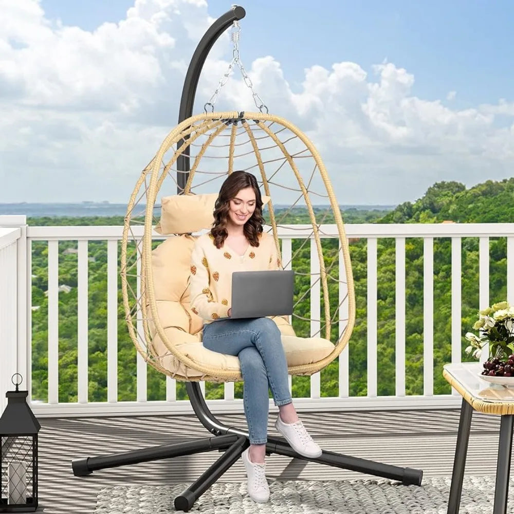 Single Outdoor Garden Swings Garden and Balcony Hanging Chair Bedroom Beige freight Free Swing Furniture