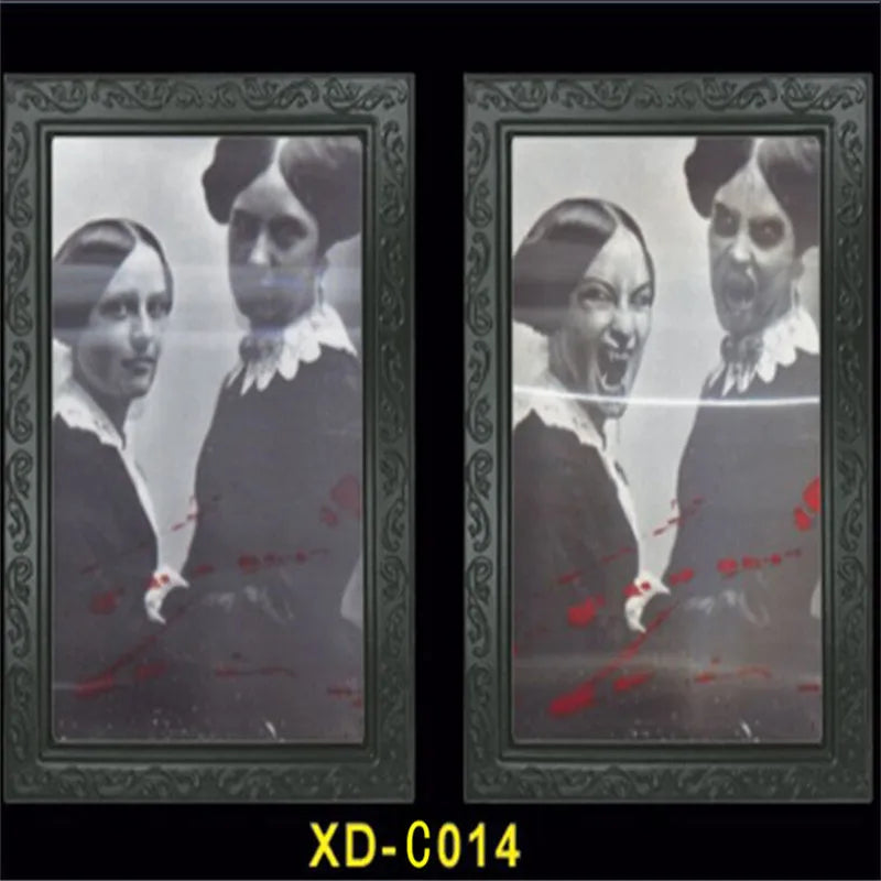 28*22CM Changeable 3D Ghost Face Photo Frame Horror Portrait Picture Halloween Party Horror Bar Haunted House Decoration Props