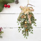 Merry Artificial Christmas Wreath Happy New Year Party Teardrop Golden Flower Wreaths Home Hanging Pre Lit Berries Tools