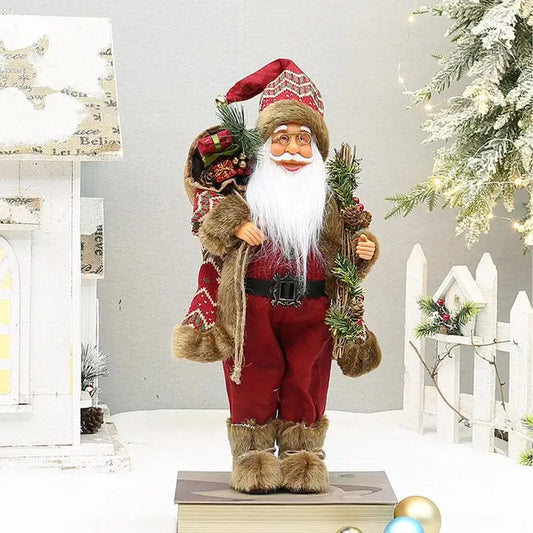 Santa Claus Action Figures 18 Inch Standing Santa Claus Figurines Doll With Bag Santa Claus Decorations Christmas Decorations