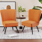 Orange Accent Chair Set of 2 Upholstered Living Room Chairs Modern Bedroom Furniture Sets Armless