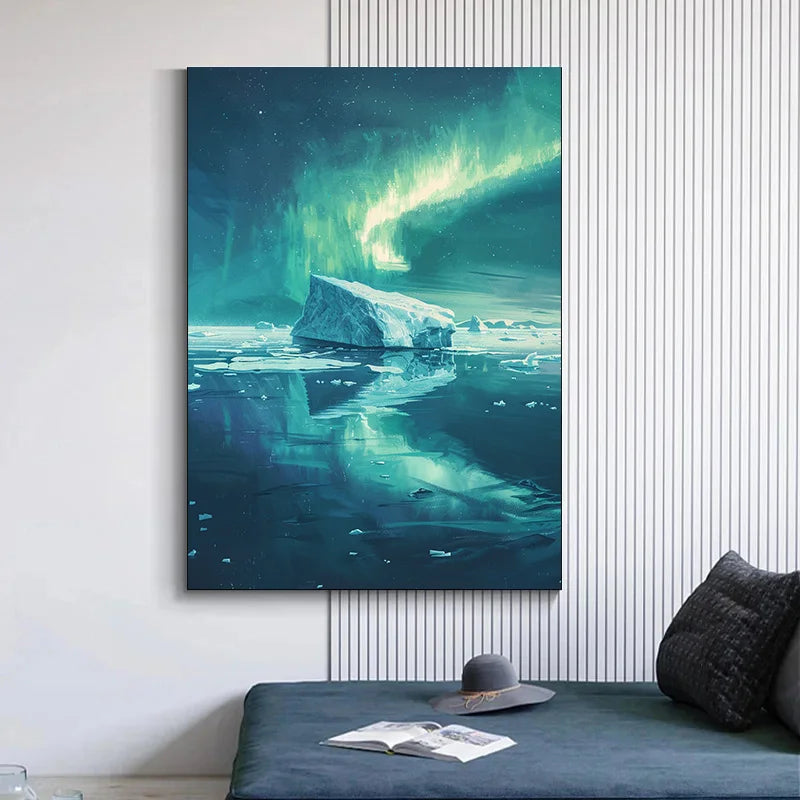 Decoratief schilderij voor slaapkamer decor witte sneeuwdecoratie foto's kamer muur kunst canvas schilderij ijsbergs 1 stcs aurora posters