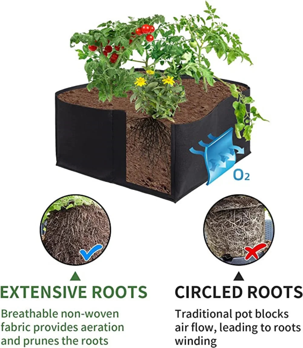 1/2/3pcs Bolsa de cultivo de planta rectángica con manijas, olla de guardería de tela al aire libre para flores, vegetales y plantación de jardín, bolsas de cultivo