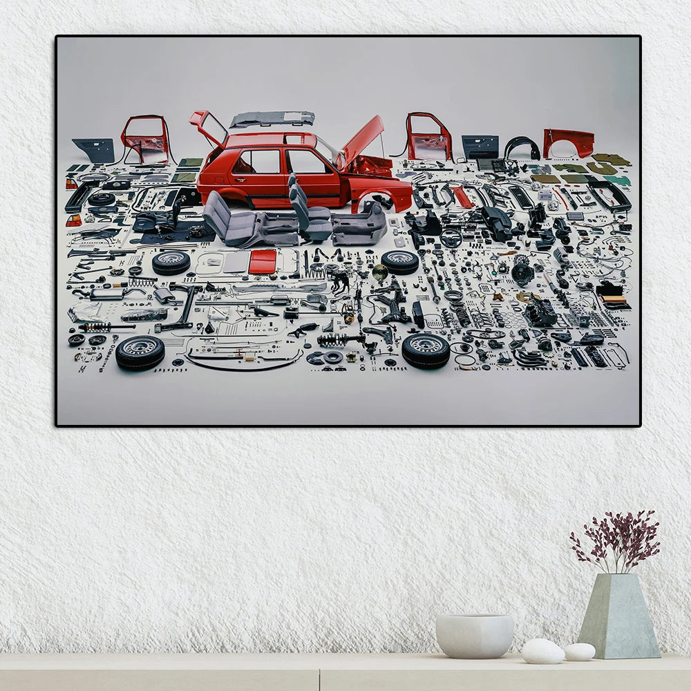 Retro Golf Sports Car Dismantled Poster Print Classic Legendary Racing Canvas Painting Supercar Wall Art Gaming Room Home Decor