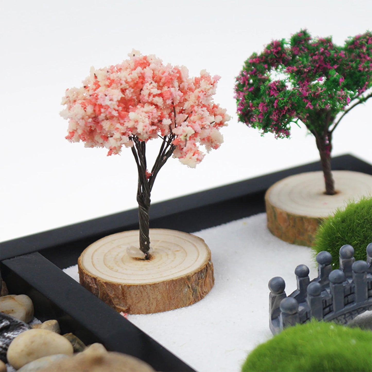 Mini bonsai de estilo zen de estilo japonés, Buda y árbol en miniatura, mesa de arena zen de estatua, decoraciones de la oficina para el hogar micro adornos