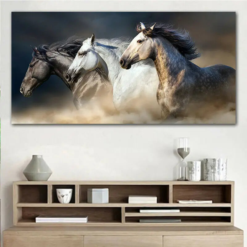 Póster de tres caballos para el lienzo de arte de pared Pinturas de animales Mural Home Sala de estar Decoración del hotel Cuadros