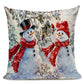 Merry Christmas Cushion Covers 45x45cm Snowman Santa Printed Pillow Cover Linen Pillowcase for Home Decor