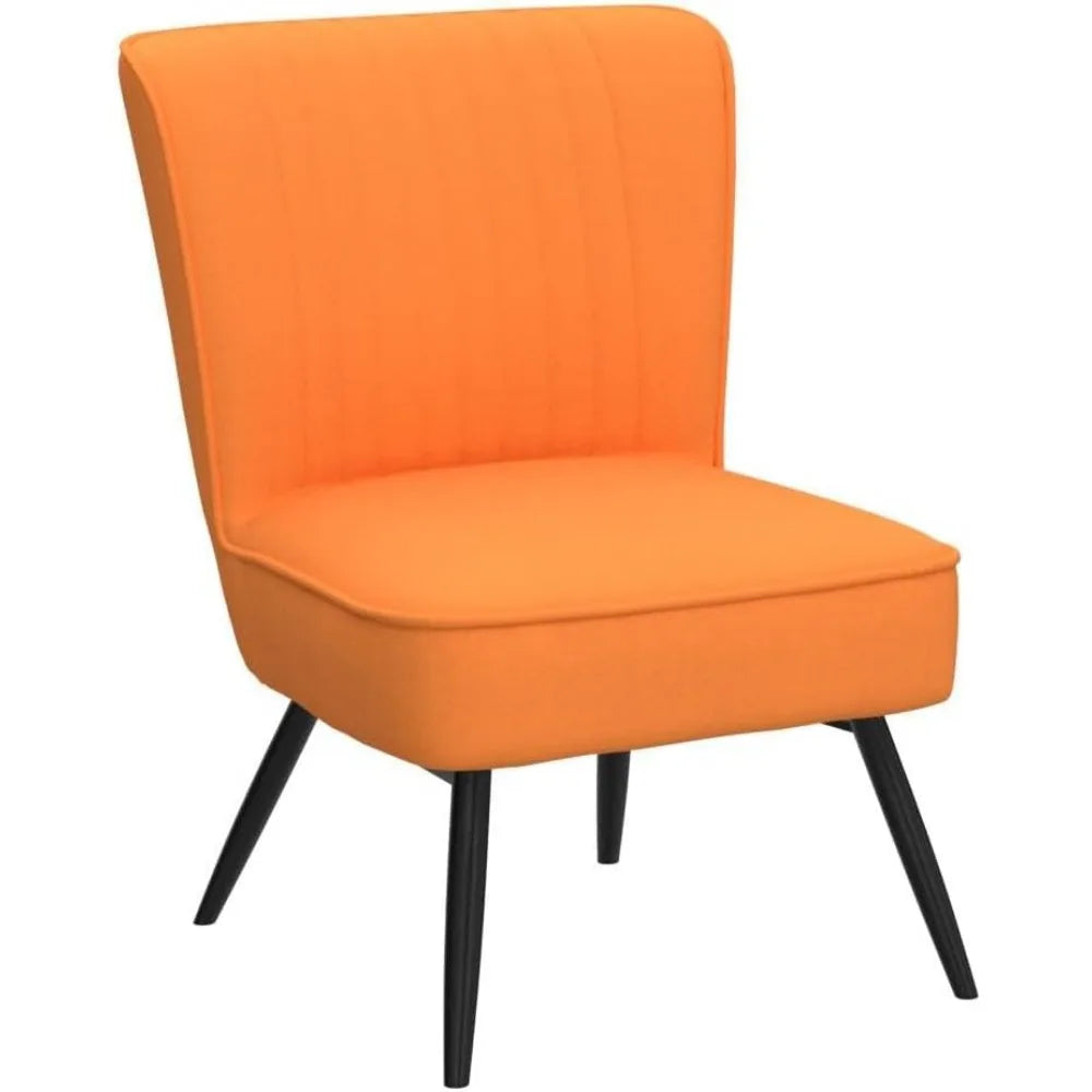 Orange Accent Chair Set of 2 Upholstered Living Room Chairs Modern Bedroom Furniture Sets Armless