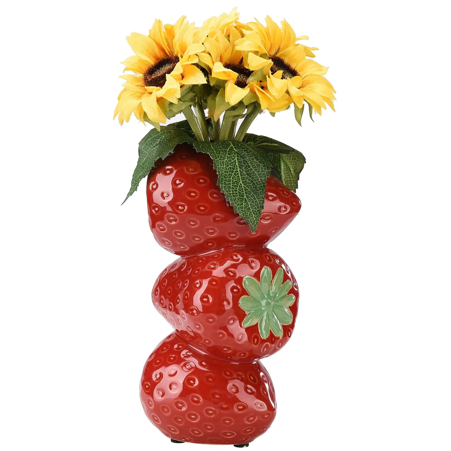 Strawberry Vase Decoration Creative Decorative Ceramic Artificial Fruit Ornament Plant Flower Arrangement Pot Desktop Home Decor