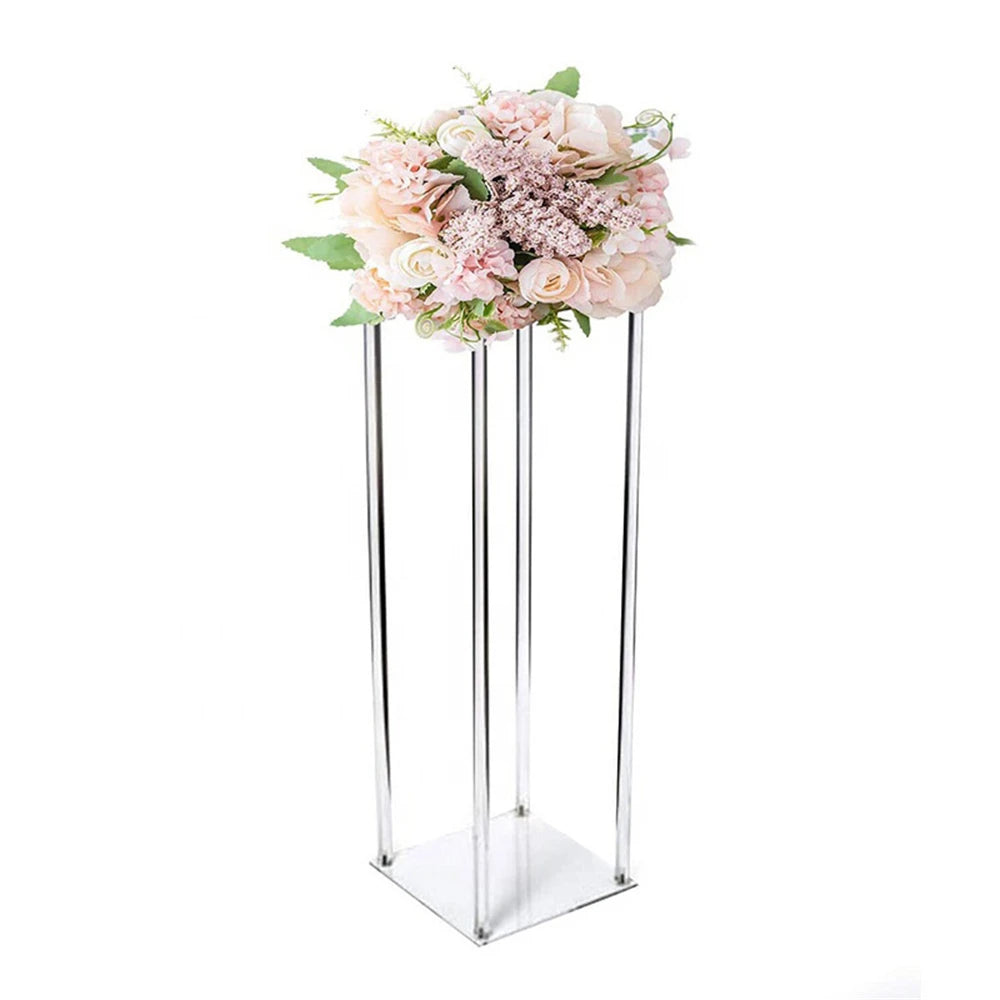 Clear Square Acrylic Artificial Flower Stand Display Stand Dessert Table Wedding Centerpieces for Tables Birthday Party Decor