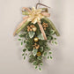 Merry Artificial Christmas Wreath Happy New Year Party Teardrop Golden Flower Wreaths Home Hanging Pre Lit Berries Tools