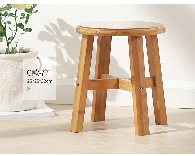 Bamboo Children Tabouret de pêche en bois massif banc carré Multi-fonction Piltor de douche pliable