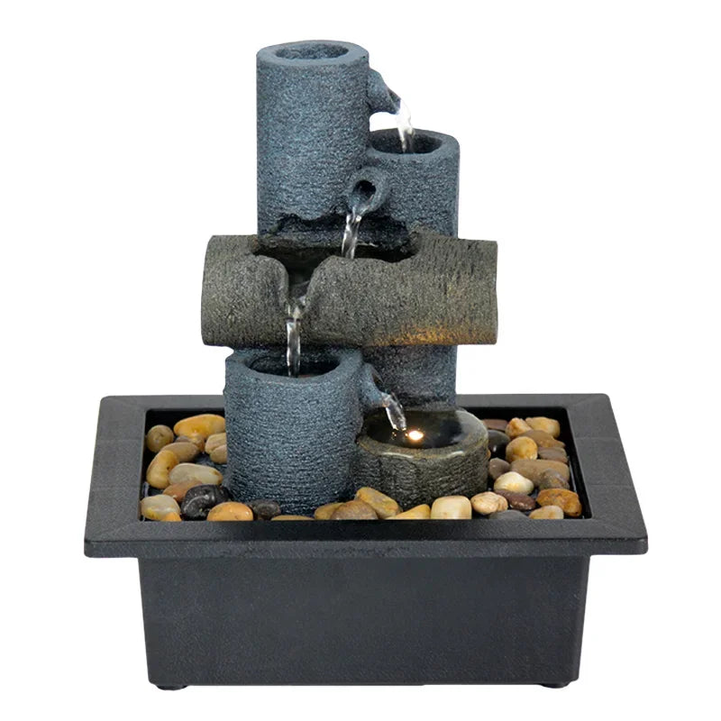 Tabletop Water Fountain Home Décor Soothing Sound Machine Automatic Pump Deep Basin Natural River Rocks Indoor Zen Relaxation