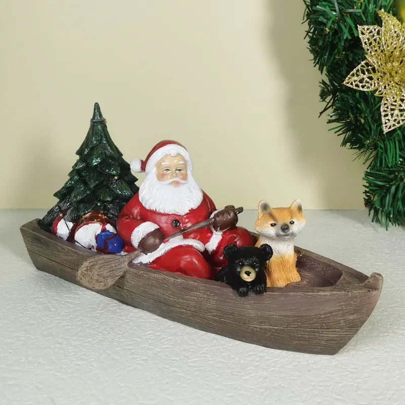 Boating Santa Claus Statue Decorative Figurines Interior Home Living Room Desktop Accessorie Decoration Collection Object