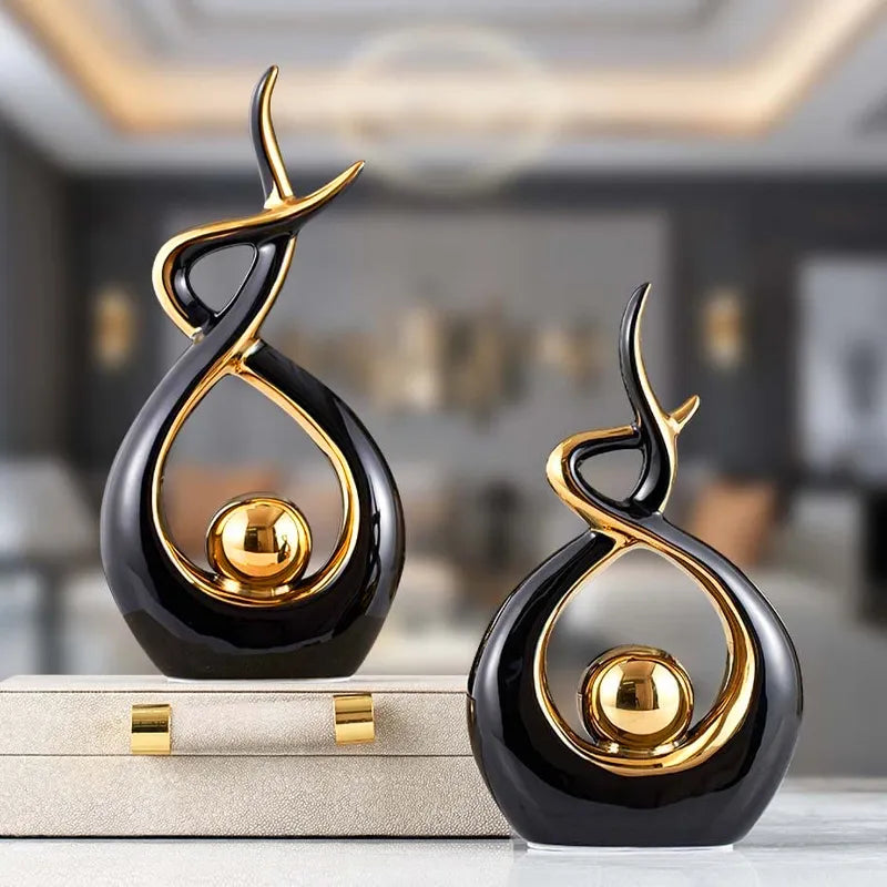 Modern Luxurious Living Room Home Decoration Accessories Abstract Ceramic Figurines Office Decoration Desk Souvenir Crafts Gift