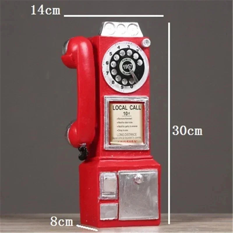 Creativity Vintage Telephone Model Wall Hanging Ornaments Retro Furniture Phone Miniature Crafts Gift for Bar Home Decoration