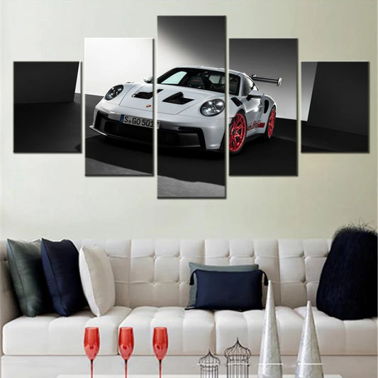 5 paneles Canvas Wall Arts Poster Painting Cars Porsche911 GT3 RS Fondo de pantalla Decoración del hogar Imagen de la sala de estar Artowork Artowork