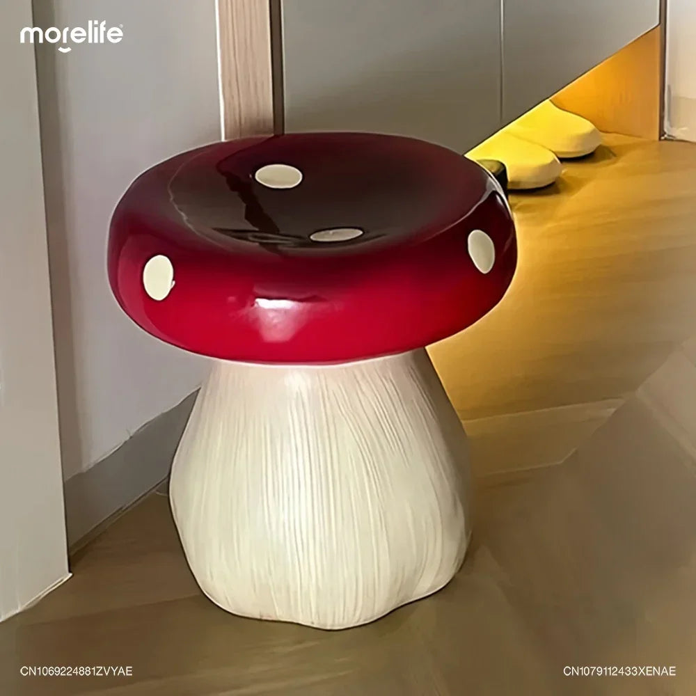 Creative Shoe Changing Stool Fun Circular Mushroom Stools Living Room Sofa Stool Mobile Space Saving Small Footstool Furniture