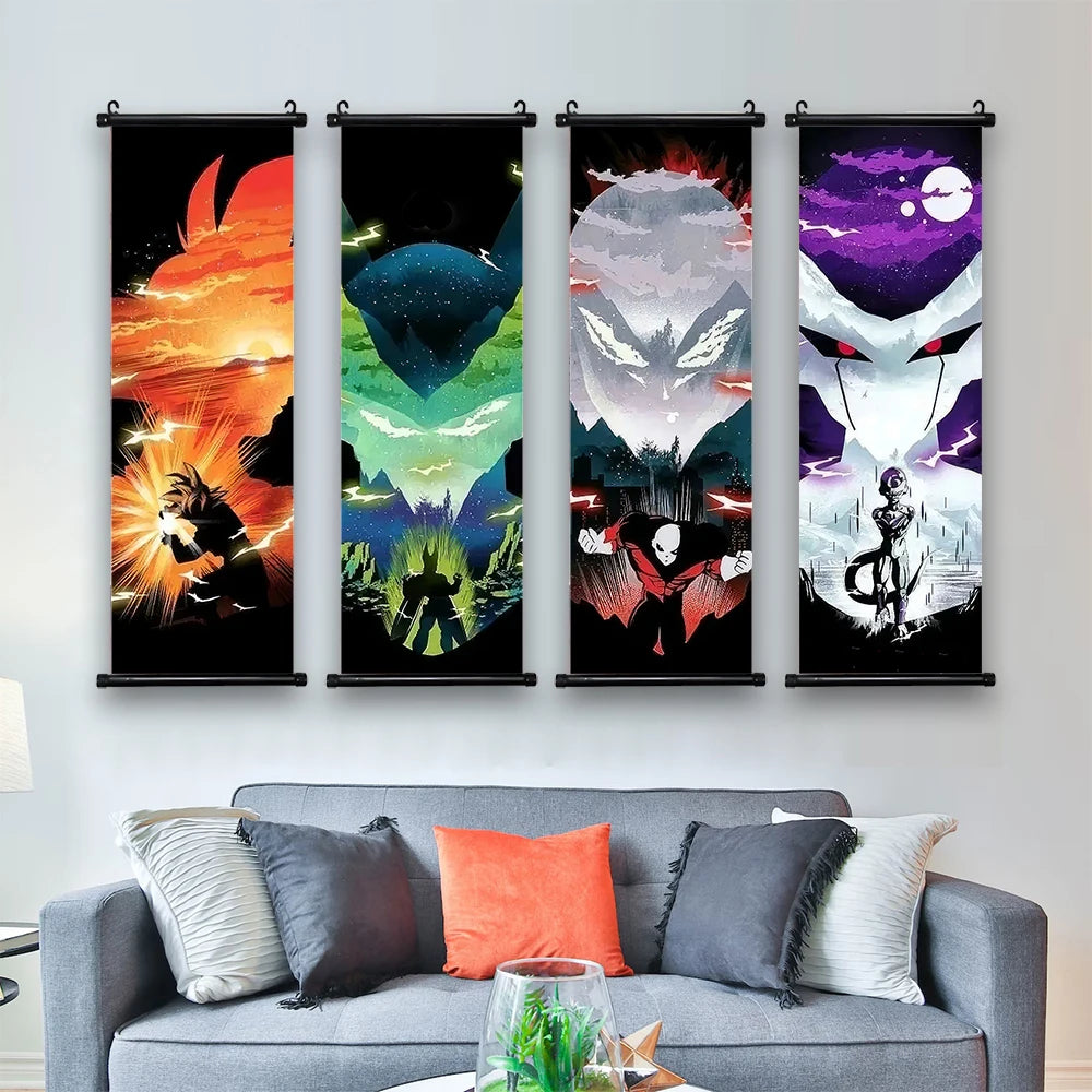 Pintura de lona Japan Bandai Anime Super Saiyan Goku Art Print Dragon Ball Pictures Cross Classic Home Decor Bedroom para pared