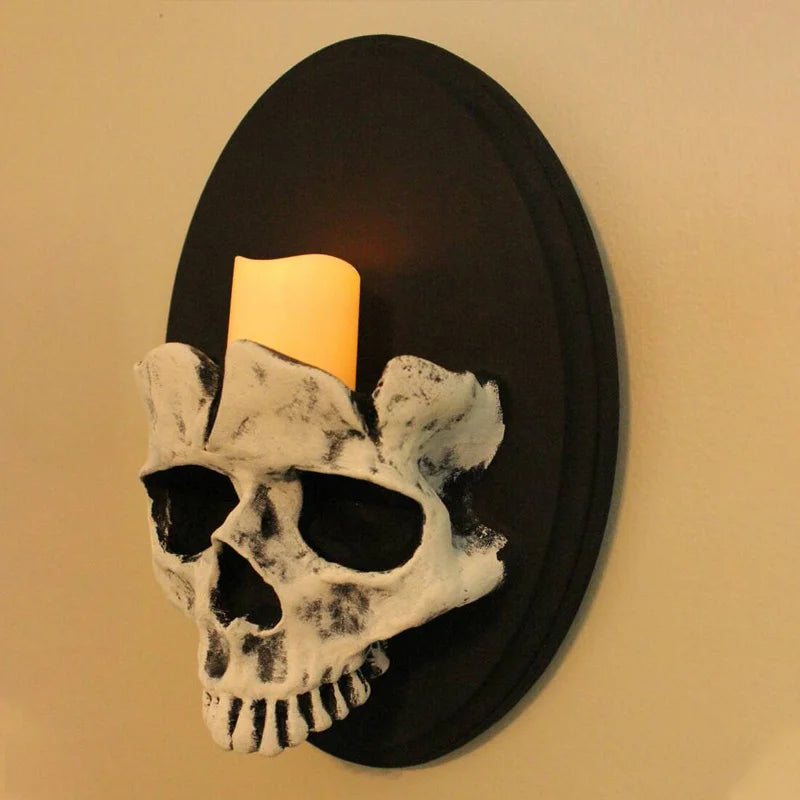 Halloween Skull Head Veller Scary Scary Skeletton Haed Wall Monted Candle Scice Home Bar Restaurant Decorative Candlestick